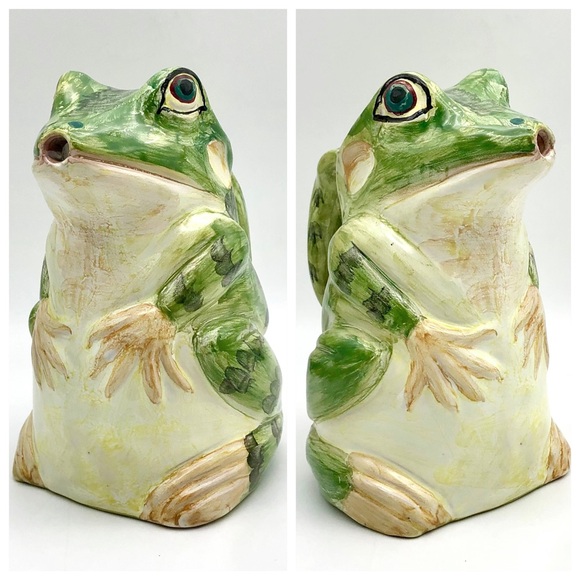 Majolica Frog Pitcher With Salamander Relief Handle Ceramica Del Cardello Italy - Picture 5 of 14